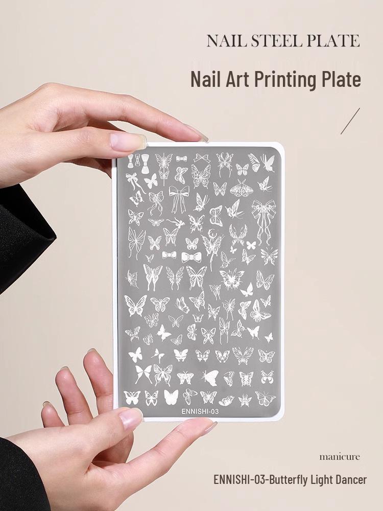 Nail Art Stamping Set: Transparent Silicone Stamper with Butterfly and Christmas Patterns