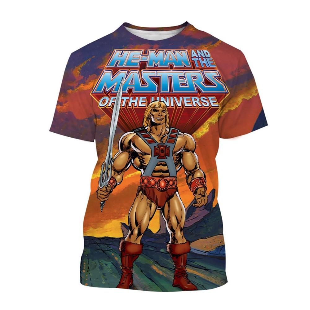 Camiseta de manga corta con estampado 3D para niños,camisa de Anime de dibujos animados,He-Man,Universe Master,informal,