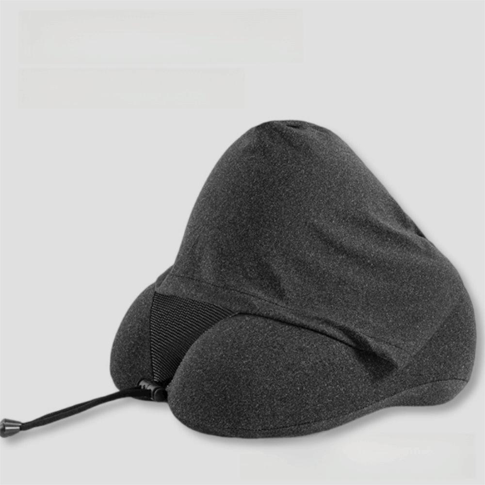 Breathable Hooded Travel Pillow Adjustable Drawstring Travel Neck Cushion  Road Trips