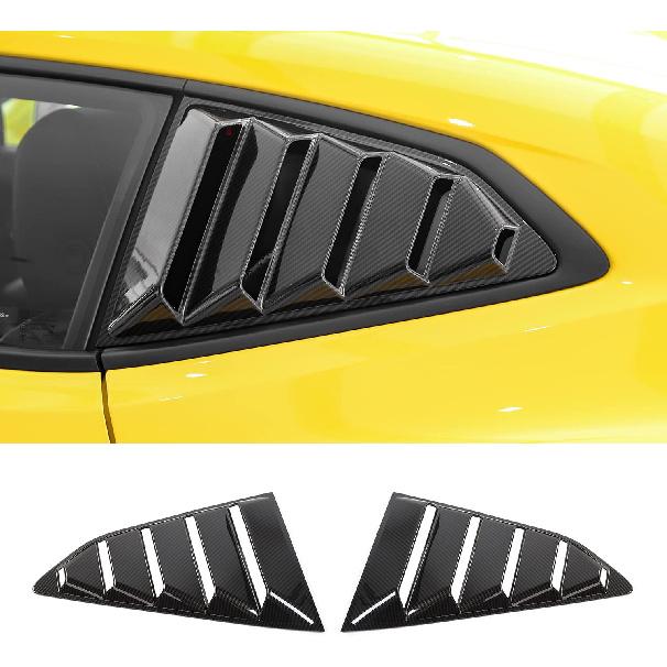 RT-TCZ Carbon Fiber Rear Quarter Side Window Louvers Sun Shade Cover Wind Vent Air Deflector Decoration Exterior Accessories for Chevrolet Camaro