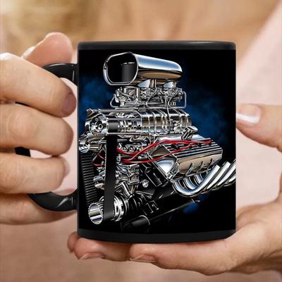 3D-Motor-Print-Tasse Keramik-Kaffeetasse Spülmaschinen- und Mikrowellengeeignet Werkstatt-Trinkgeschirr Einzigartiges Geschenk für Autoenthusiasten Mechaniker