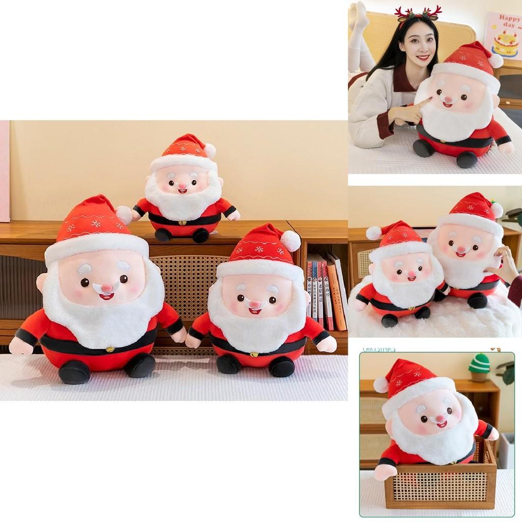 Festliche Plüsch-Weihnachtsmannfigur mit kuscheligem Rentier und Schneemann-Dekokissen für Weihnachten