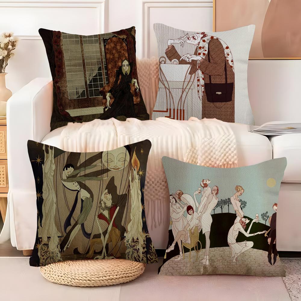 Strange Stories Cushion Cover Natural Linen Organic Fabric DoubleSided Printing Sofa Home Decor Breathable Bed Pillow