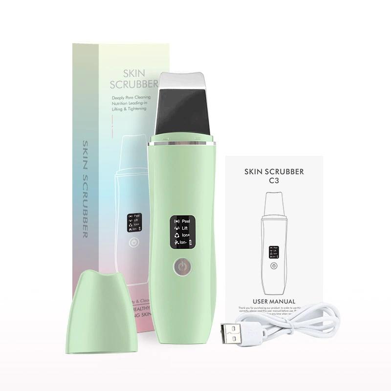 Ultrasonic Skin Scrubber Electric Facial Cleansing Pore Deep Cleanser Acne Blackhead Remover Peeling Shovel Lifting Skin Care