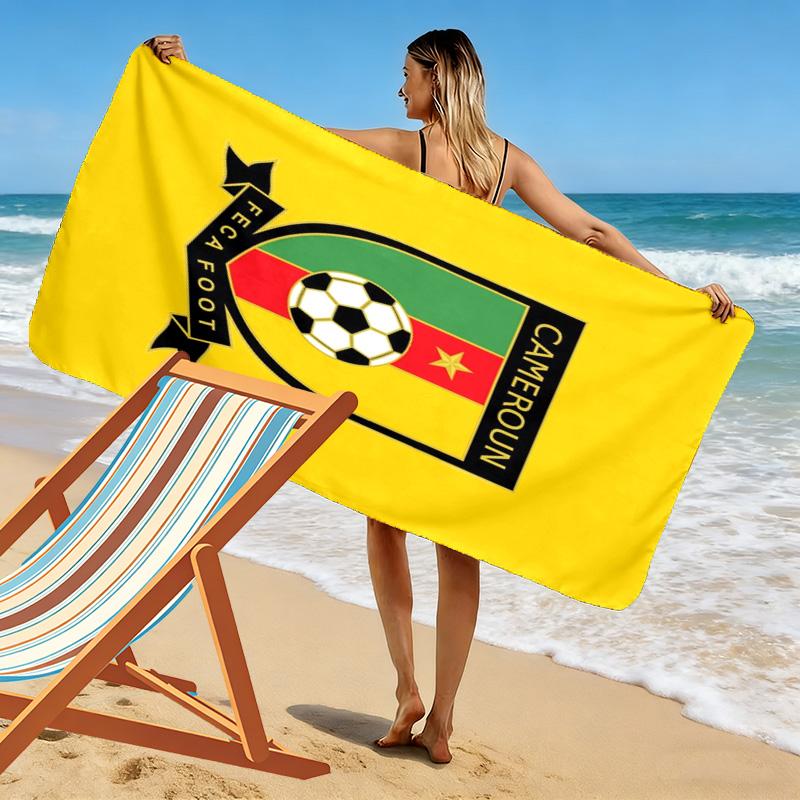 Cameroonian Football Federation Print Beach Towel, Large Soft Quick Dry Towel for Beach Camping Swimming