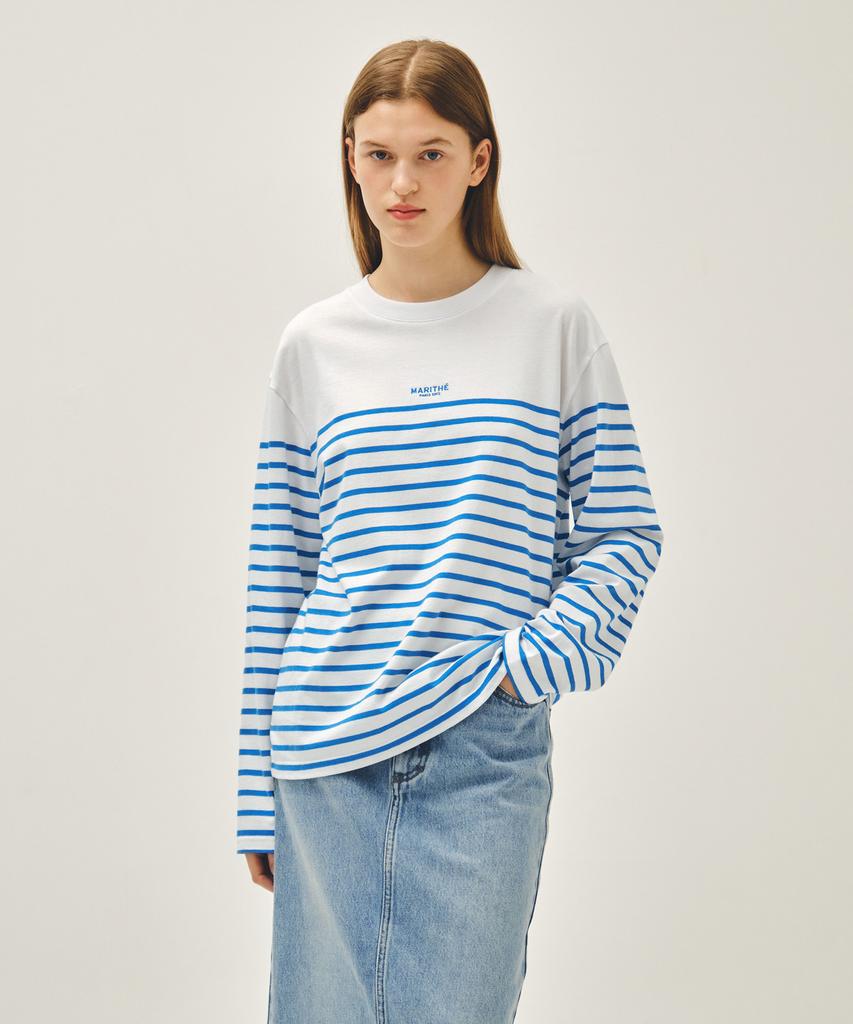 Malittepeulangsowajeobeo Block Stripe Long Sleeve Tee Blue