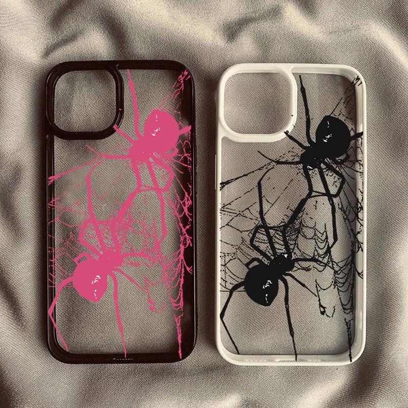 Spider Couple Phone Case For iPhone 15 13 14 17 Pro Max 12 Mini 11 16E XR XS X 7 8 Plus Shockproof Clear Hard Cover