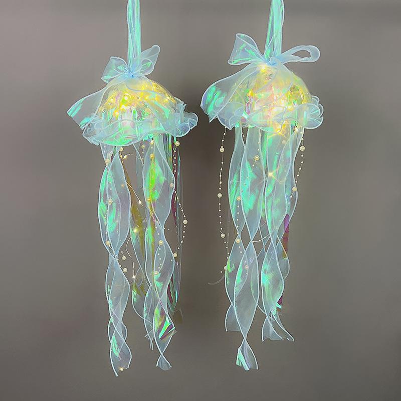 Color DIY Jellyfish Lamp Lantern Mermaid Parti Jellyfish Light Lantern Girls Happy Under The Sea Theme Birthday Party Decor