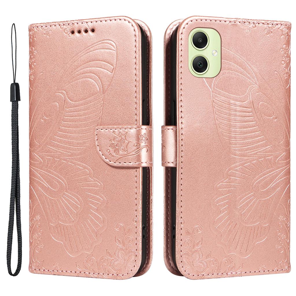 For Samsung Galaxy A05 4G Case Butterfly Leather Wallet Phone Cover with Hand Strap