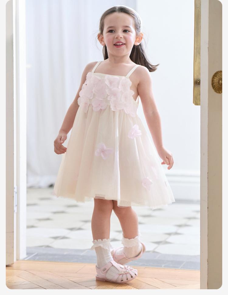 Davidella Girls' Flower Strap Skirt Summer Dress