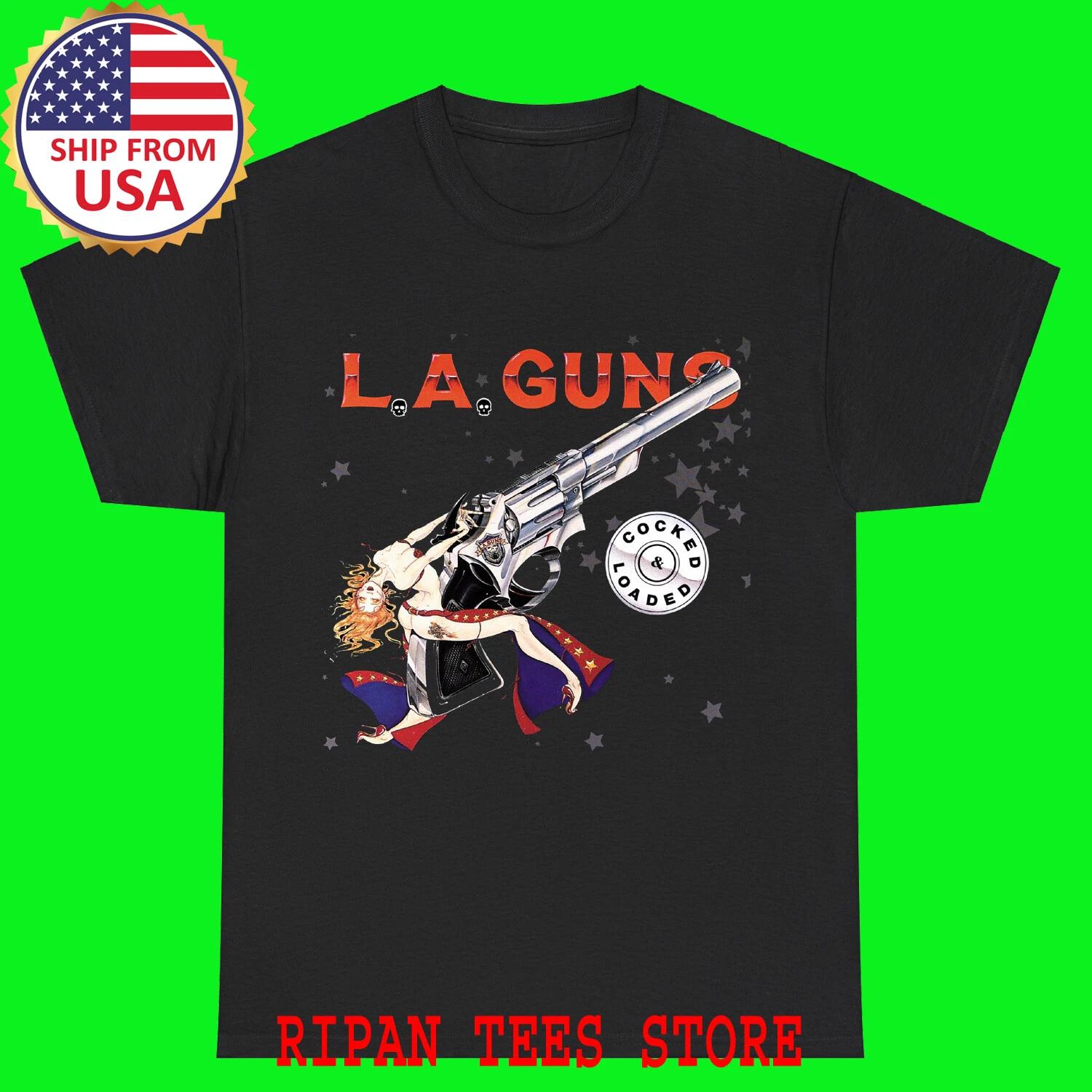 L.A. GUNS Cocked n Loaded Black T-Shirt Tee Top Unisex 3XL
