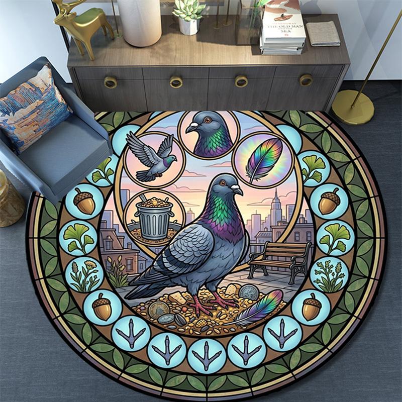 Jungle Parrot Glass Round Area Rug Under Office Chairs Bedroom Living Room Home Decor