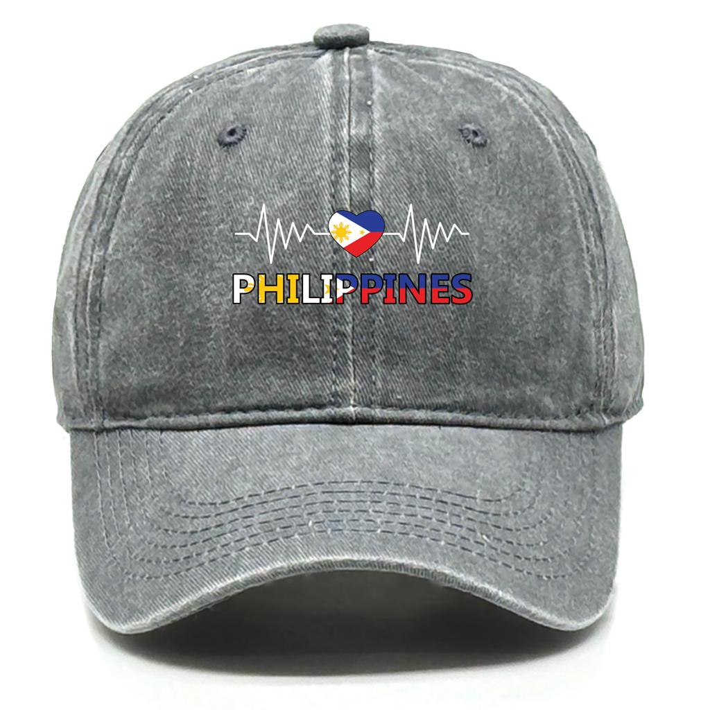 Heart-shaped Flag of Philippines Washed Cotton Snapback Baseball Caps Man's Cap Sporting Adjustable Baseball Hat