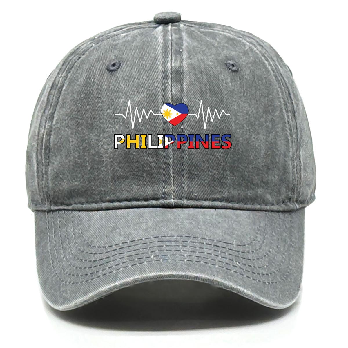 Heart-shaped Flag of Philippines Washed Cotton Snapback Baseball Caps Man s Cap Sporting Fashion Adjustable Baseball Hat