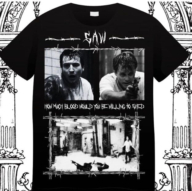Saw Horror Movie Tshirt Cary Elwes Tobin Bell James Wan Leigh Whannell Charlie C