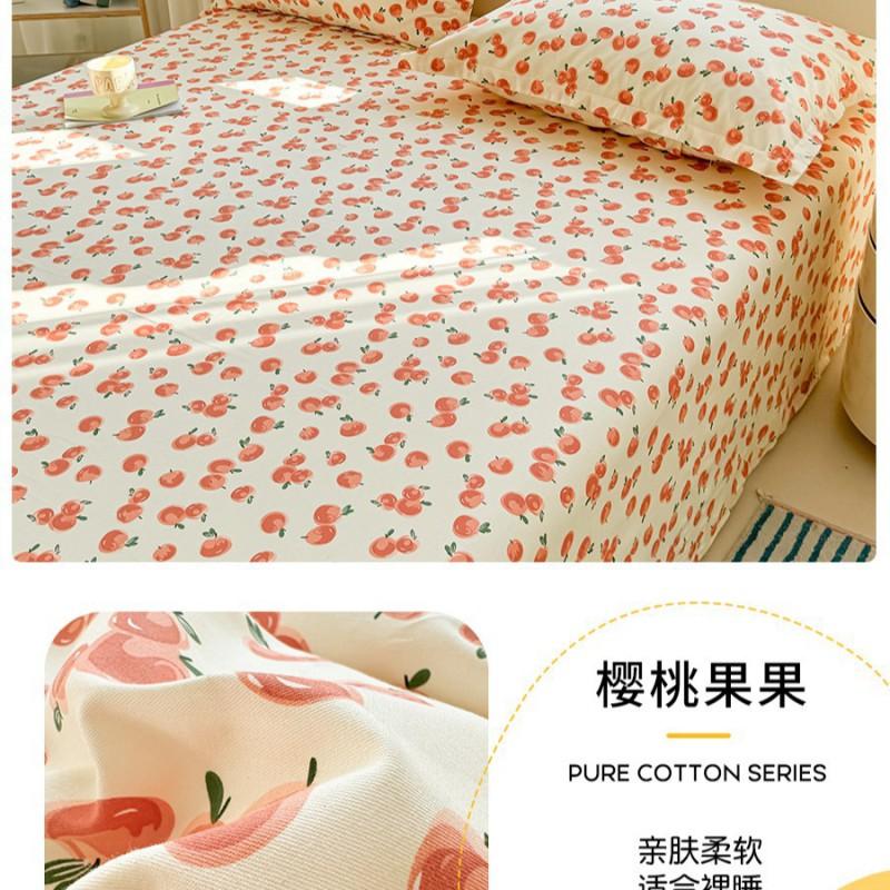 100% Cotton Single Bed Sheet Set Lightweight Breathable Student Dorm Bedding With Pillowcase Stripe