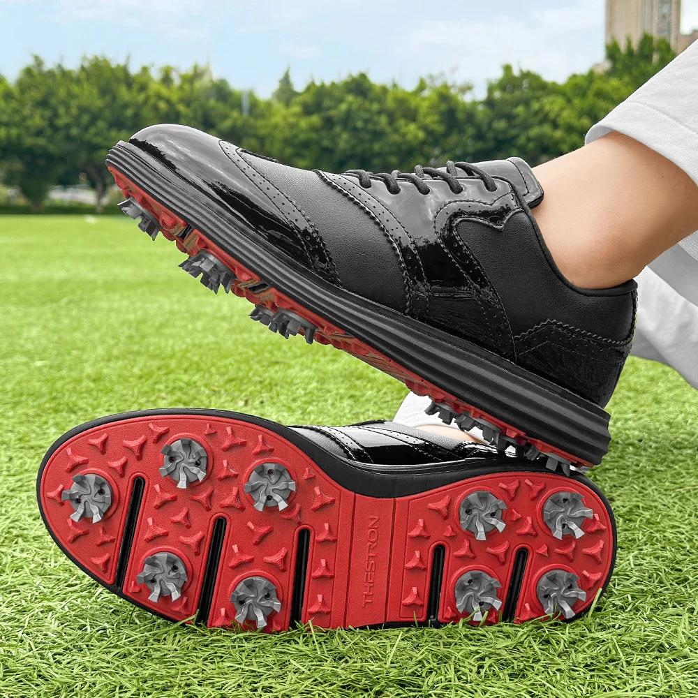 Scarpe da Golf da Uomo Professionali con Tacchetti Impermeabili Microfibra Anti-Collisione Punta Scarpe Sportive da Competizione Esterna Scarpe da Golf da Uomo