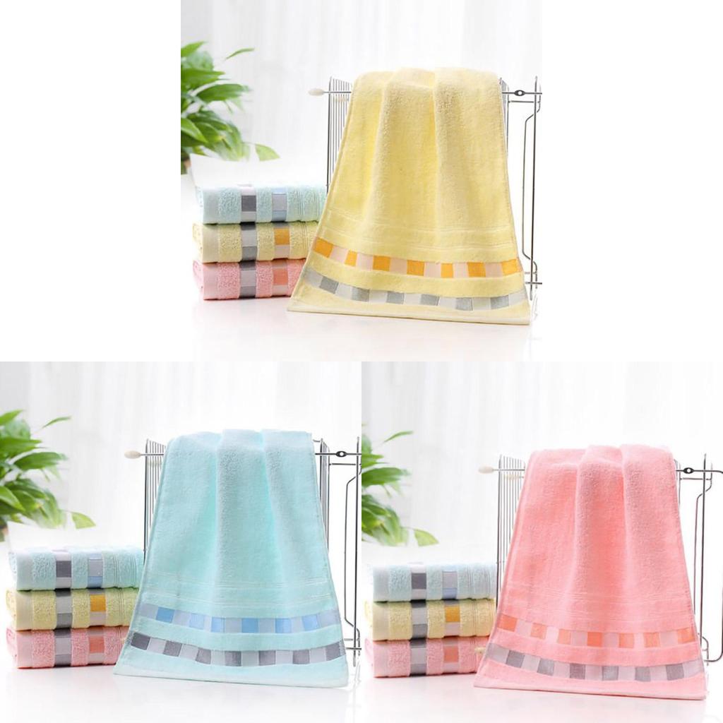 Premium Cotton Thick Absorbent Face Towel Soft Washcloth For Home Use In Blue Yellow And Pink