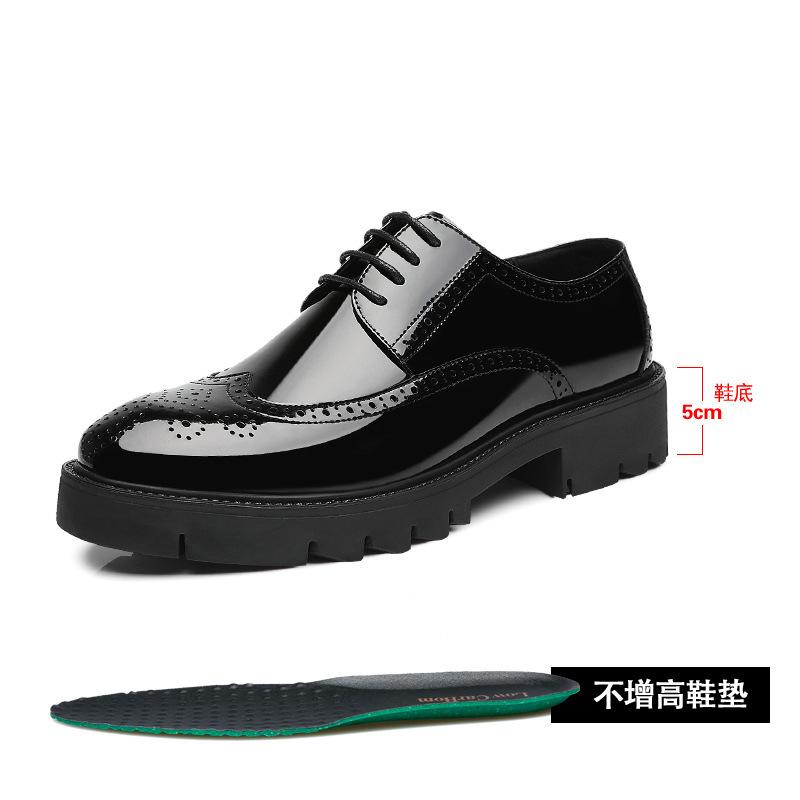 

2025 new Block platform bright leather men s shoes job interview leather shoes men s patent leather barber tide increase shoes 37