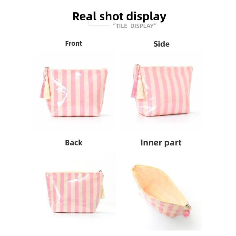 Glossy Striped Cosmetic Bag Waterproof Toilet Bag Storage Bag Waterproof