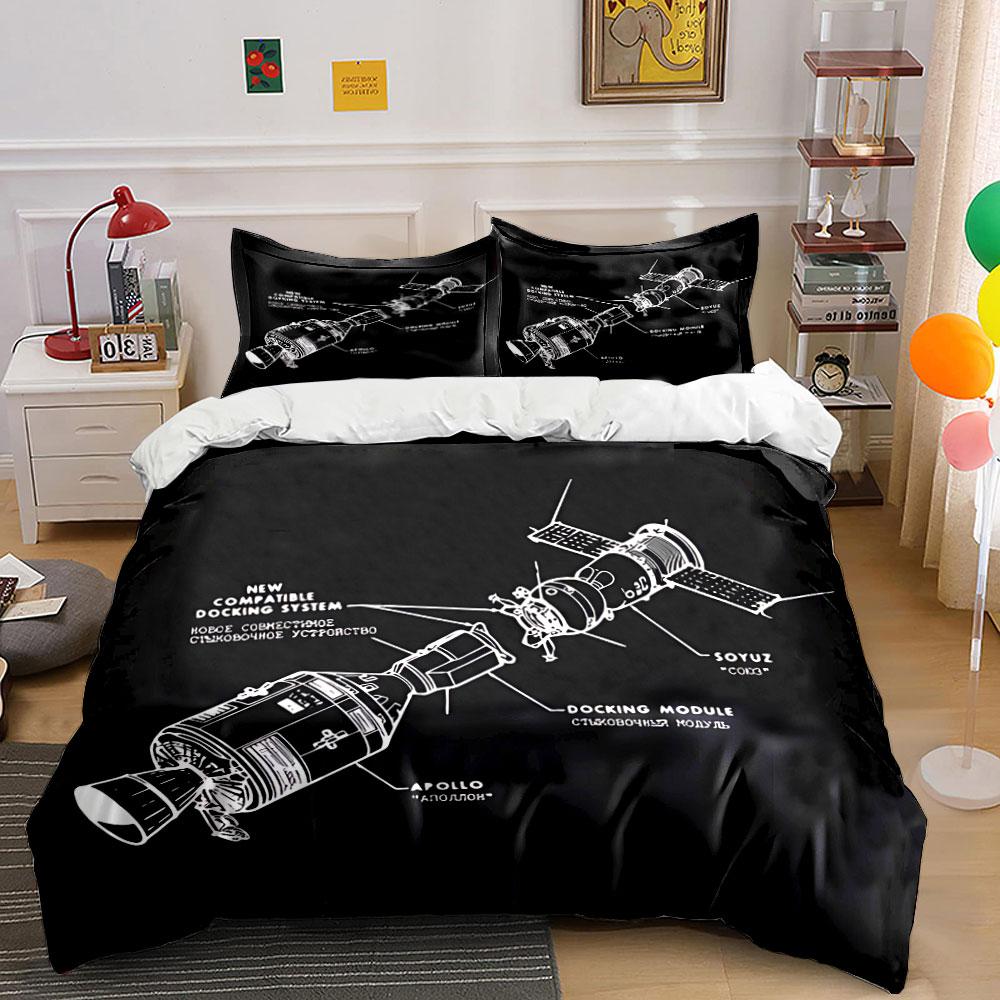 Apollo Soyuz Docking Diagram Bedding Duvet Cover Set Duvet Cover Pillowcases (1*Duvet Cover 2*Pillowcases, without duvet insert)