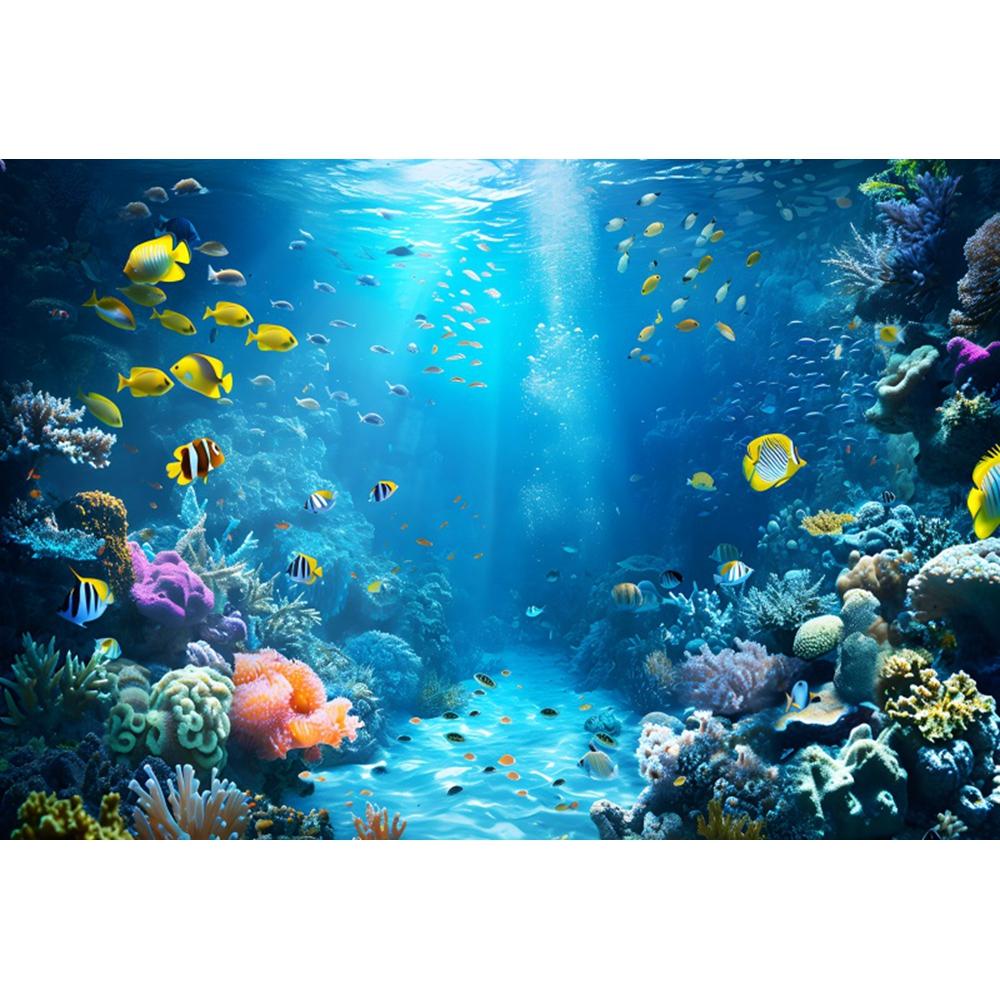 Underwater World Backgrounds for Photographs Ocean Fish Coral Fish Tank Decor Aquarium Scene Portrait Backdrop Shooting Props