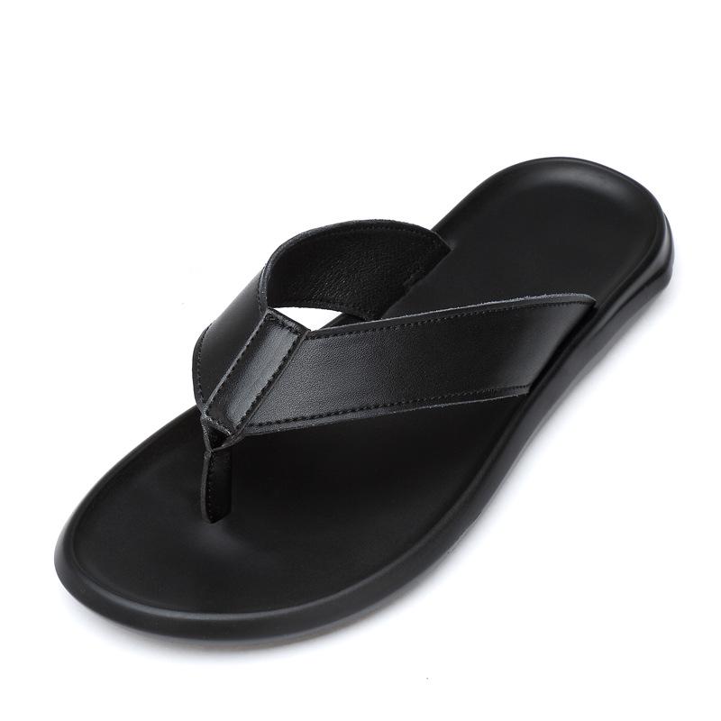 Men s Trendy Cross-Strap Leather Sandals - Casual Summer Beach Slippers 42 чёрный