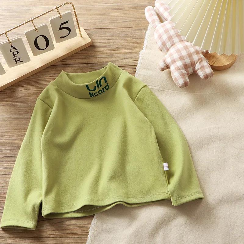 Children's Single Top German Velvet Elastic Warm Jacket 12M-8Y Boys' Girls' Baby Long Sleeved High Neck Autumn Winter Base Shirt