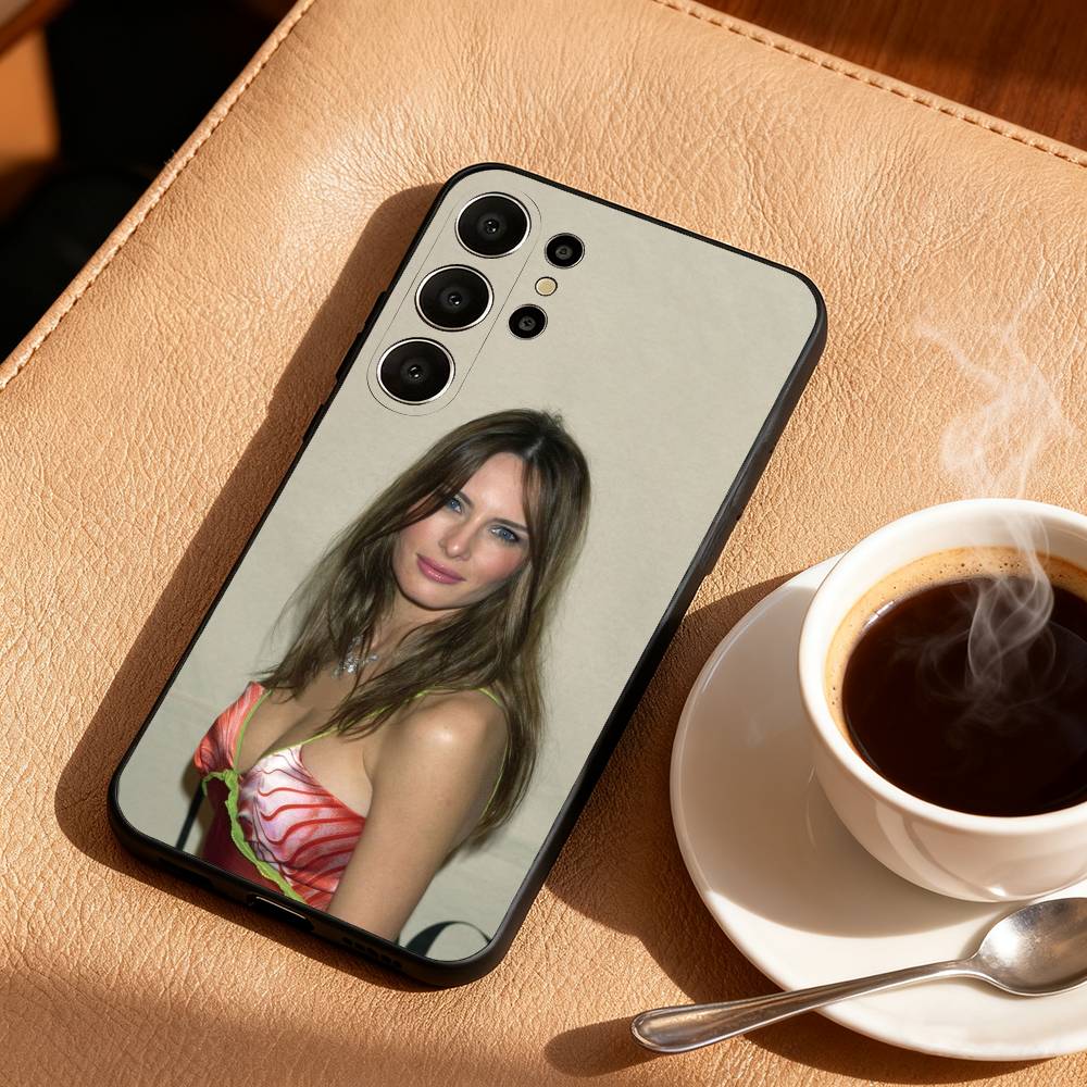 

Fashion Model Melania First Lady Phone Case For Samsung S26,S25,24,23,22,30,21,10,9,Ultra,Plus,Lite,FE Soft Black Case Samsung S26ULTRA