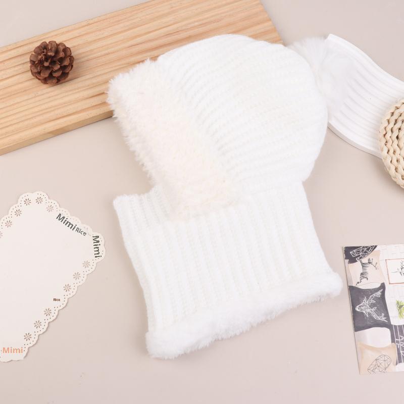 Women Hooded Cap Winter Knitted Balaclava Hat Ear Protection Fluffy Hat Lady Mask Neck Integrated Warmth Cover Hat