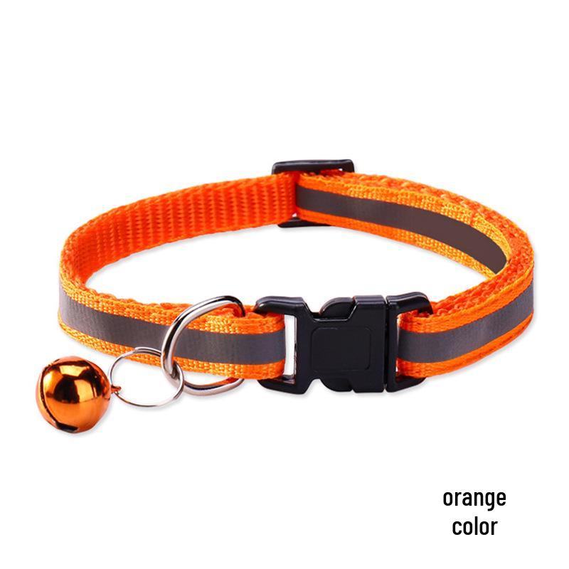 Reflective Adjustable Pet Collar with Bell for Cats & Dogs - Universal Fit, In Stock