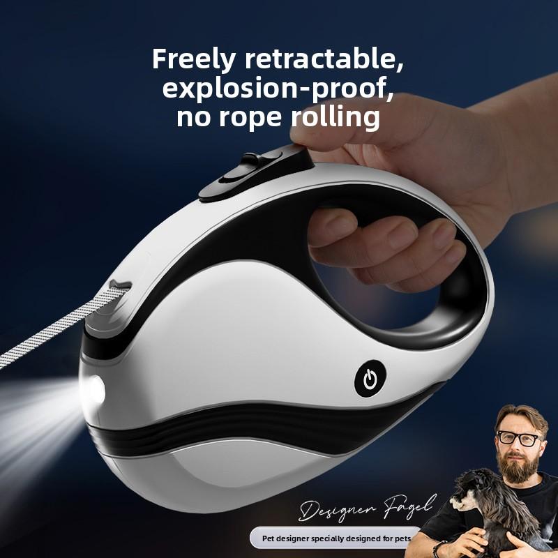 3M/5M Dog with Lamp Luminous Automatic Leash, Small and Medium-sized Dog Explosion-proof Retractable Walking Dog Leash