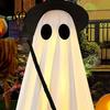 Witch Ghost Decoration Halloween Light-Up Decoration, Spooky Hat Ornament with LED Yard Light, Broom Decor for Outdoor Lawn Porch Holiday Party Large