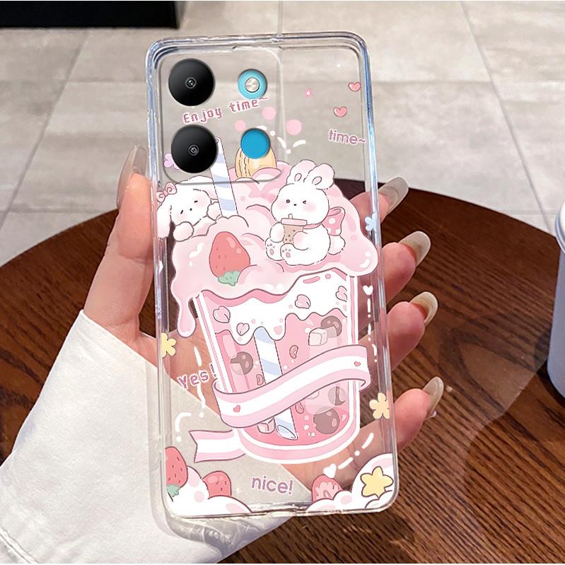 For Tecno Spark Go 2023 BF7n Clear Luxury Cute Love Rabbit Funny Cover Phone Case Tecno Spark Go (2023) Soft Silicone TPU Casing
