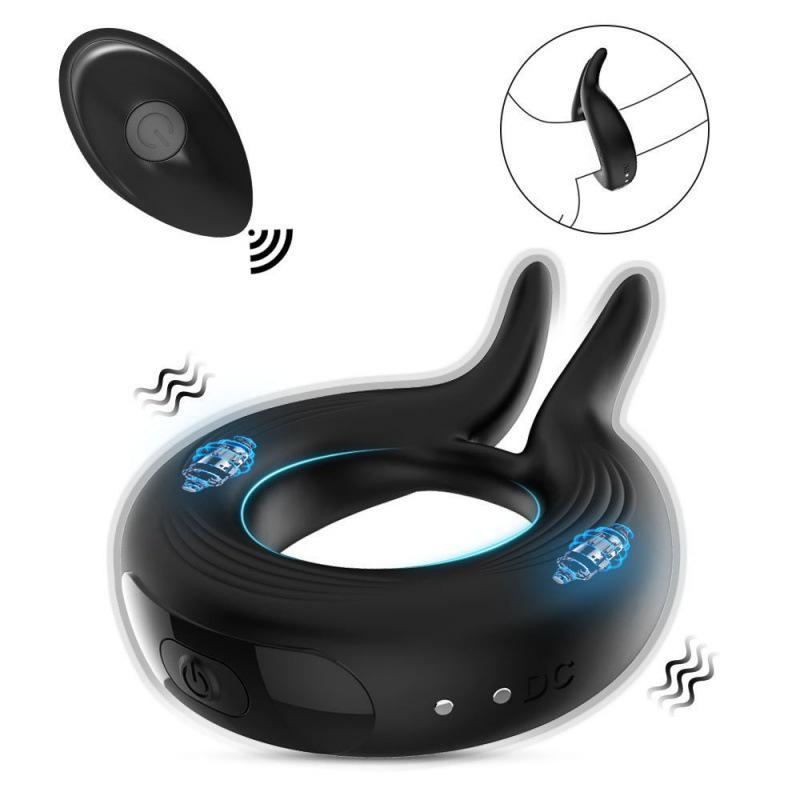 Silicone Rechargeable Vibration Cock Ring with Remote Control for Enhanced Male Performance