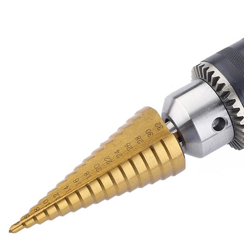 3Pcs HSS Titanium Coated Step Drill Bit High Speed Steel Metal Wood Hole Cutter Cone Drilling Tool Pagoda Drill Bit