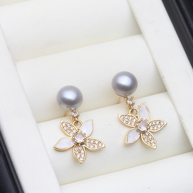 

Genuine Freshwater Natural Pearl Earrings Woman,Flower Silver 925 Pearl Stud Earrings Jewelry Wife Anniversary Gift White Pink