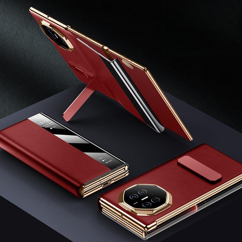 Suitable for Huawei MateXT Extraordinary Master Phone Case, Business Men's Rotating Stand, Smart Window, Three-fold Leather Case