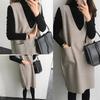 Korean Style Mid-Length V-Neck Vest Dress Set for Autumn/Winter - Two-Piece Casual Fashion