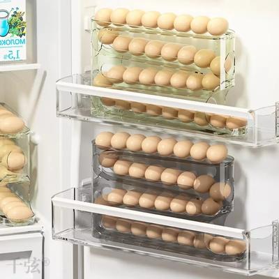 Large Capacity Automatic Egg Roller 4 Layer Kitchen Dedicated Refrigerator Egg Storage Box Household Space Saving Egg Dispenser