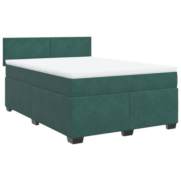 VidaXL Bed Slat Base and Mattress Dark Green 140x190cm Velvet 3286303