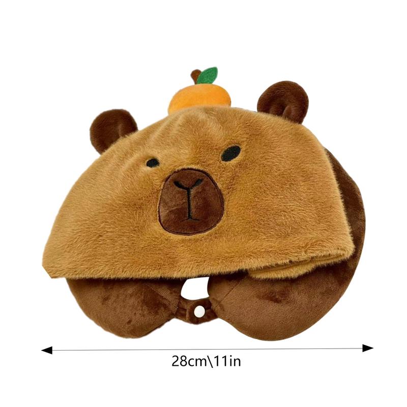 U-Shaped Pillow Comfortable Capybara Hooded Travel Neck Pillow Sleeping Supplies Neck Pillow For Offices Airplanes Cars