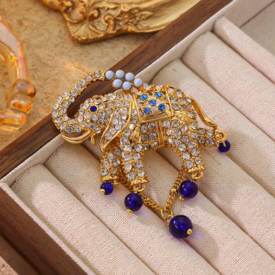 Korean Version, High-End Alloy Elephant Brooch Clothing Accessories, Pin, Silk Scarf Buckle, Animal Rhinestone Corsage