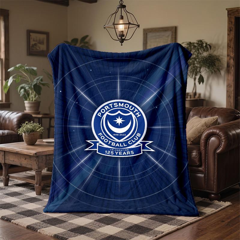 Coperta in Pile a Tema Portsmouth FC Morbida e Accogliente Coperta di Peluche per Camera da Letto Divano Viaggio