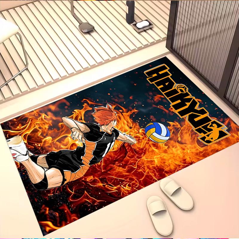 Haikyu Print Rug, Washable Floor Carpet, For Entryway Dorm Laundry Room Office Study, Home Decor Birthday Christmas Gift