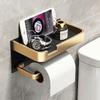 Black Gold Toilet Paper Holder Bathroom Wall Mount Multifunction WC Phone Towel Roll Shelf Accessories