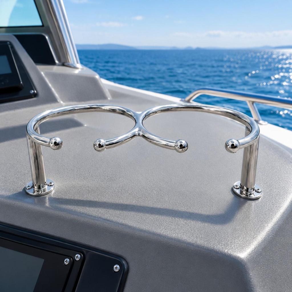 Stainless Steel Marine Cup Holder Resistant with Open Front Polished for Yachts,