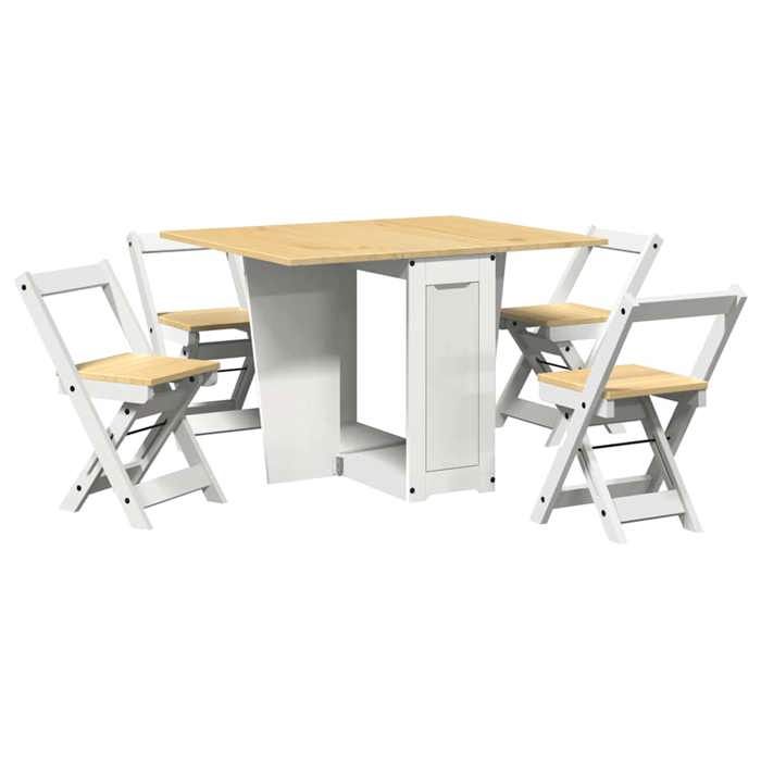 VidaXL Ensemble à manger papillon 5 pcs Corona pliable blanc bois pin, ensemble de table à manger, table et chaises à 3295717