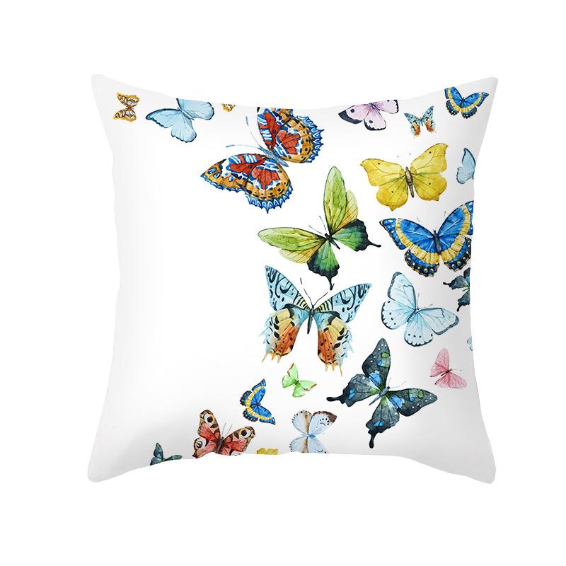 Colorful Butterfly Series Sofa Pillow Cover Nordic Peach Skin Print Office Cushion Pillow Cover Home