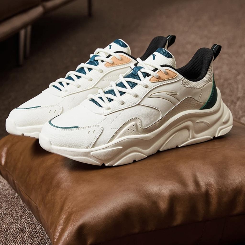 New Anta Little Millennium Anti Slip And Wear Resistant Height Increasing Low top Casual Shoes Men's White Gray Green 912448811-6